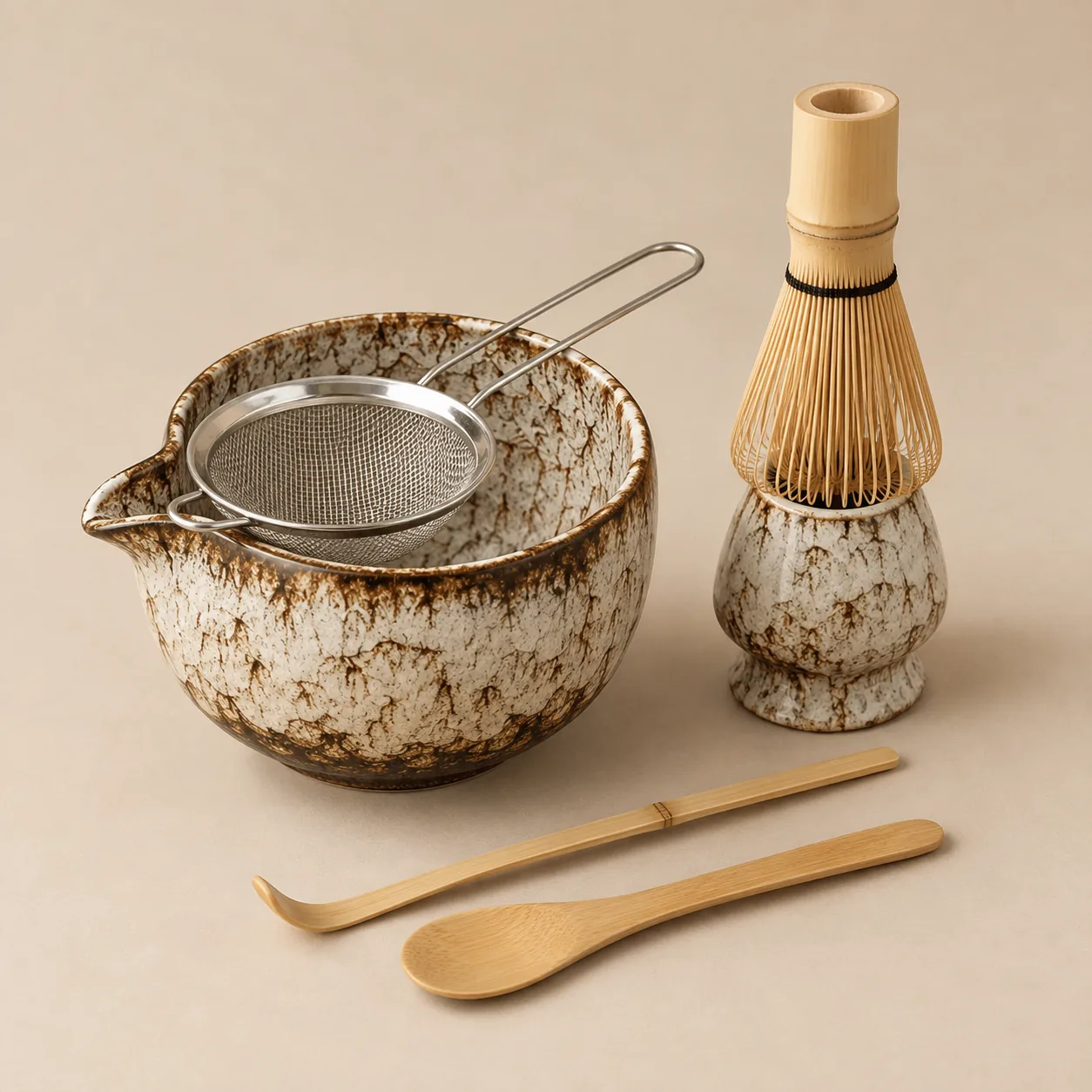 Bylge 6-delige keramische Japanse Matcha theeset