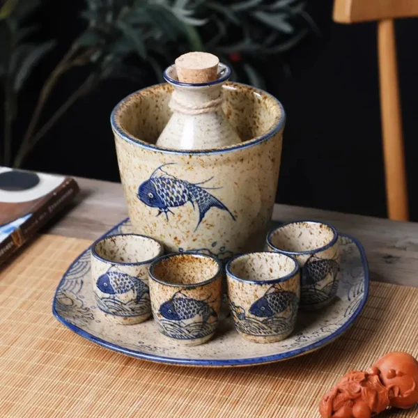 Torveld Handmade Ceramic Sake Set with Carafe