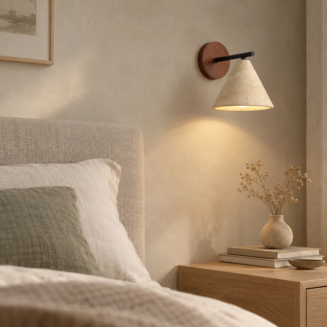Torva Gele Travertin Natuursteen Wandlamp