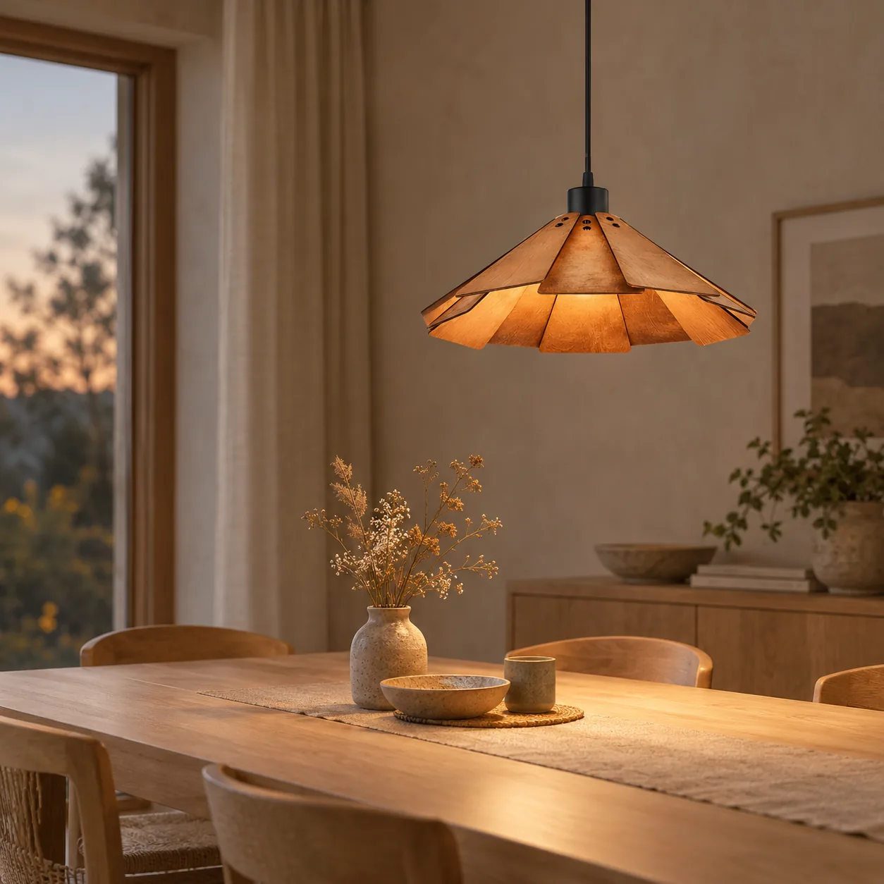 Kveldro Nordic Wabi-Sabi Walnoot Hanglamp