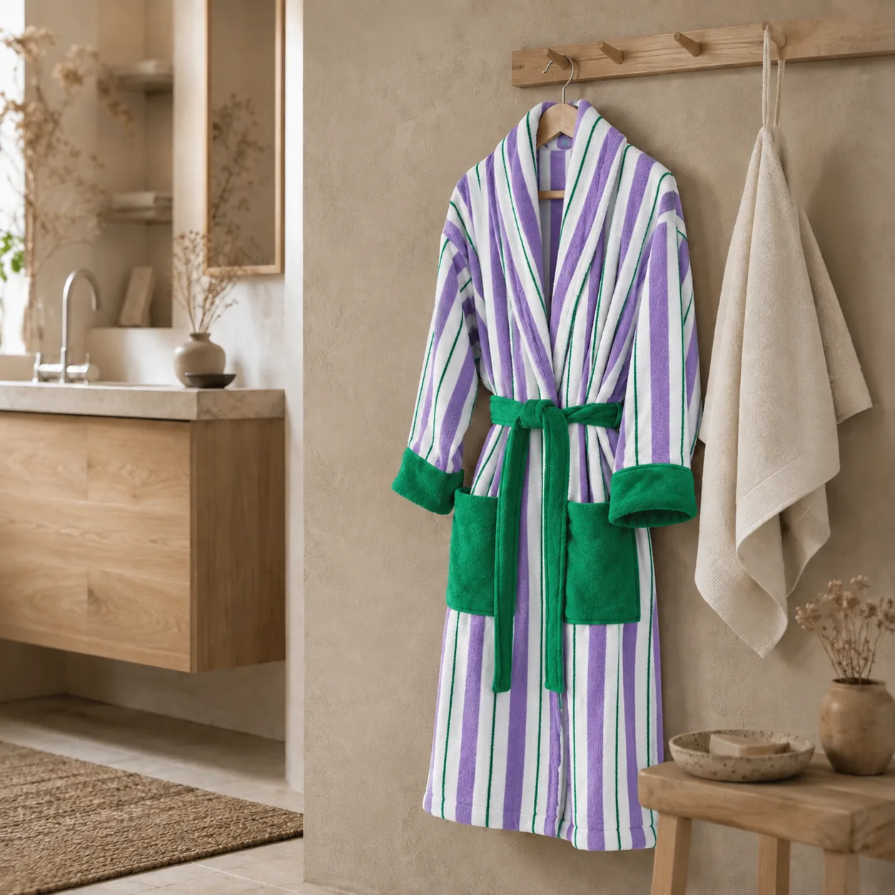 Mjuka Luxe Biologisch Katoenen Jacquard Badjas