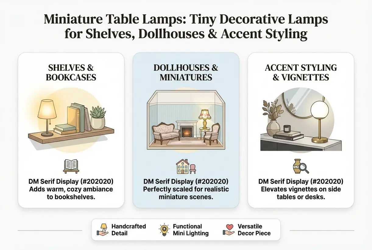 Miniatuur Tafellampen: Kleine Decoratieve Lampen voor Planken, Poppenhuizen & Accentstyling - infographic