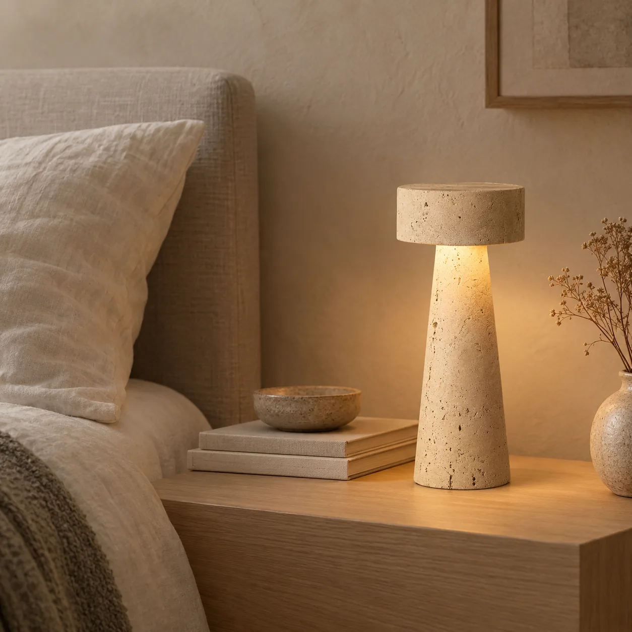 Stilla Wabi-Sabi Handgefertigte Steintischlampe