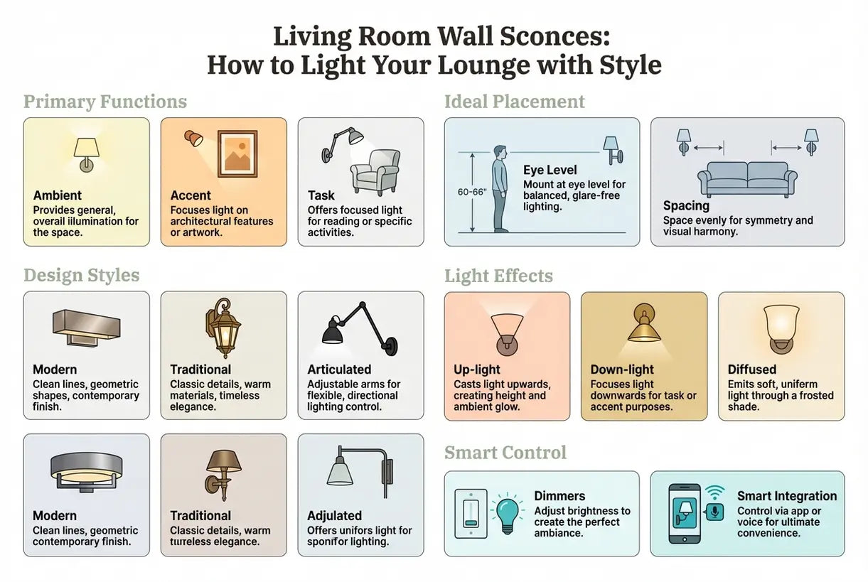 Living Room Wall Sconces: How to Light Your Lounge with Style - infographic