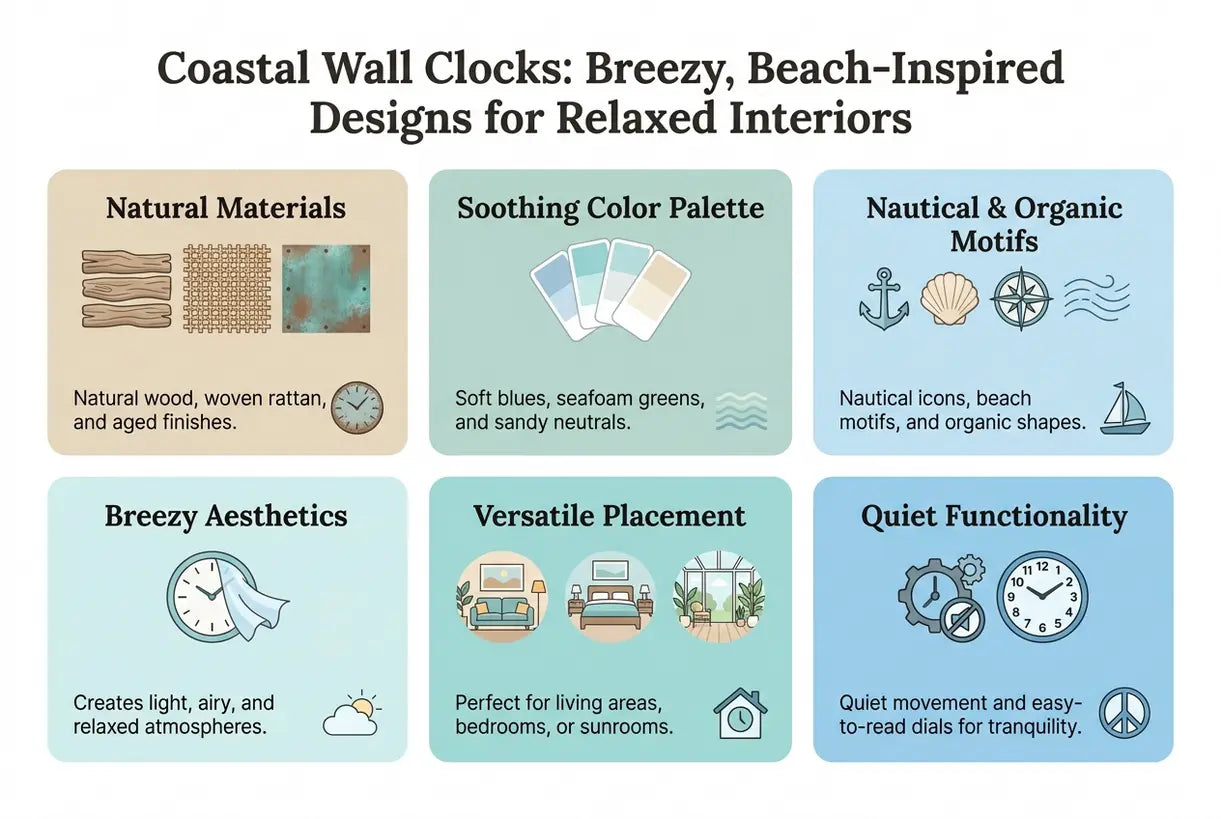 Küstenuhren: Luftige, von Strand inspirierte Designs für entspannte Interieurs – Infografik
