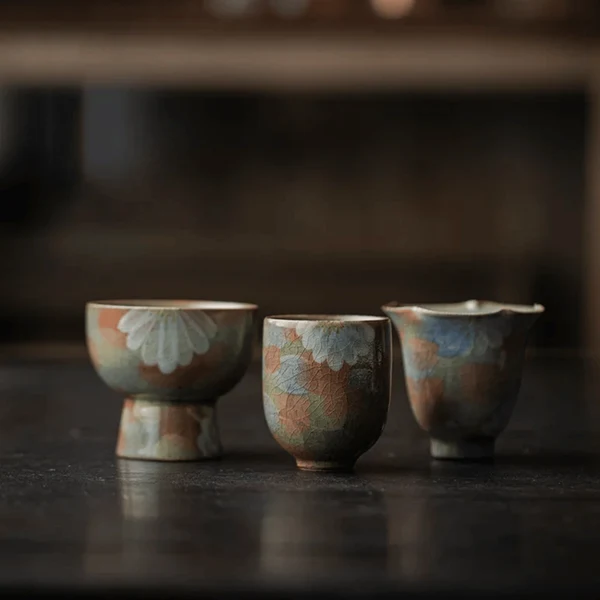 Glödra Hand-Painted Wabi-Sabi Ceramic Teacup Set