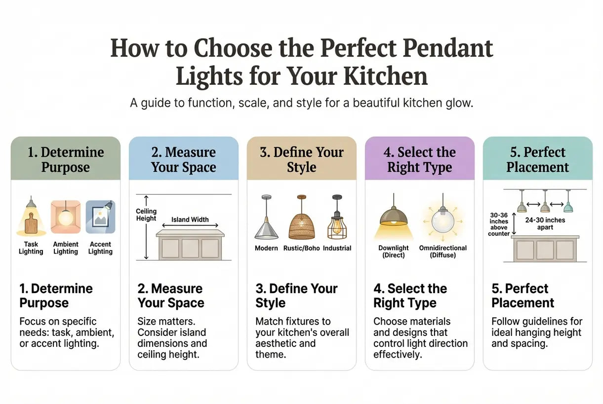 How to Choose the Perfect Pendant Lights for Your Kitchen - infographic