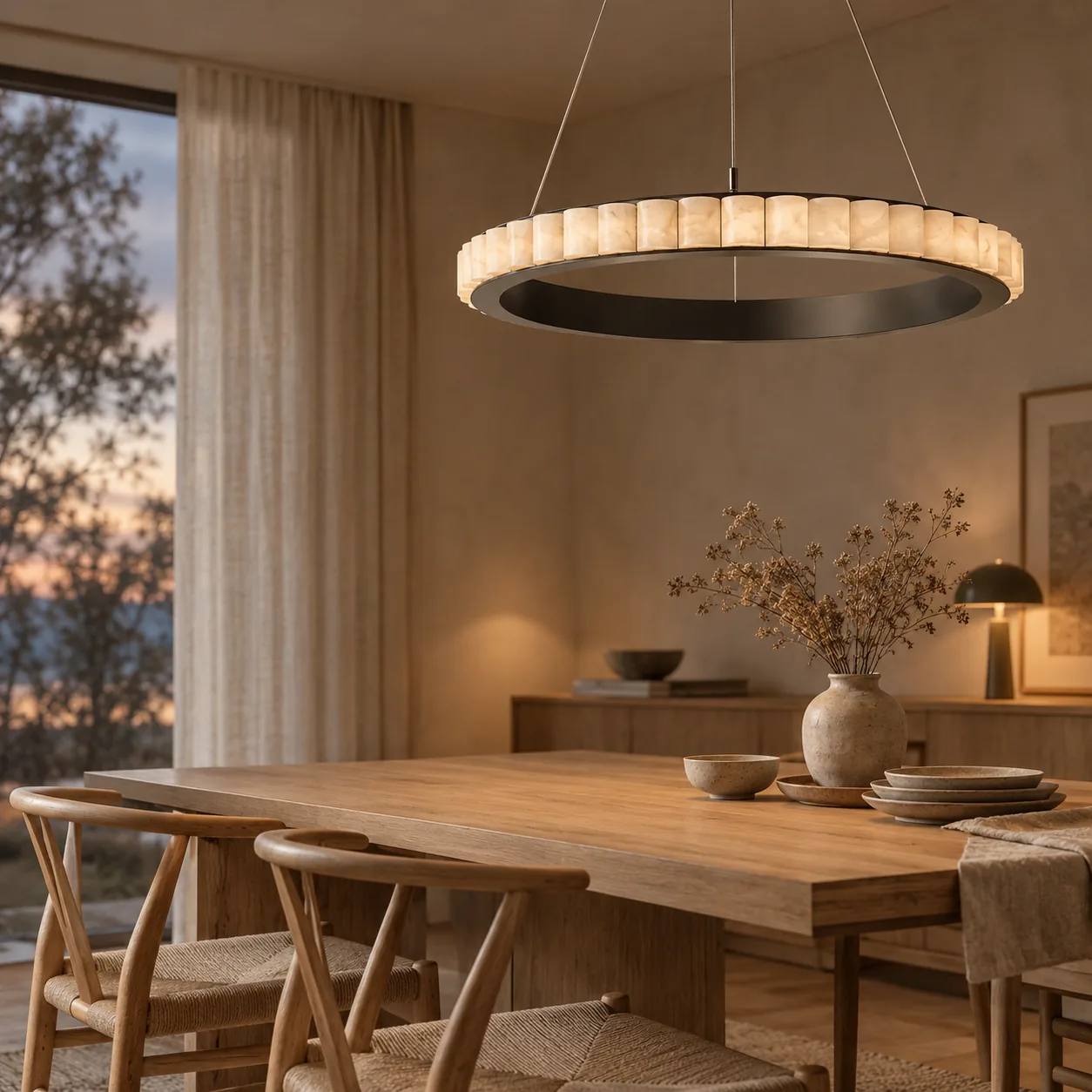 Ringmor Sculpturaal Marmeren LED Halo Hanglamp