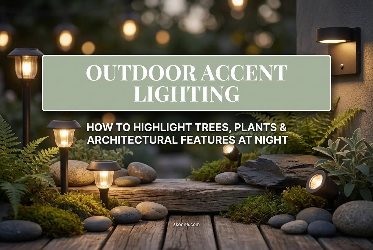 Buiten accentverlichting: hoe u bomen, planten en architectonische kenmerken 's nachts kunt accentueren