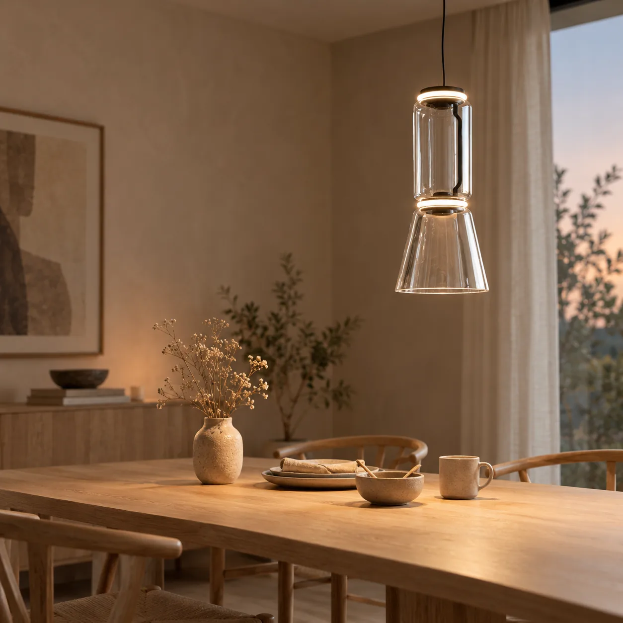 Lyskap Handgeblazen Glazen Sculpturale Hanglamp