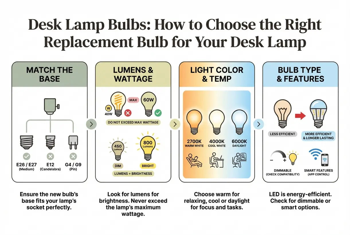 Bureaulampen: Hoe kies je de juiste vervangende lamp voor je bureaulamp - infographic