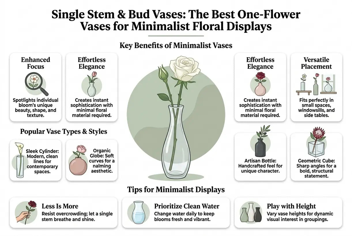 Single Stem & Bud Vases: The Best One-Flower Vases for Minimalist Floral Displays - infographic