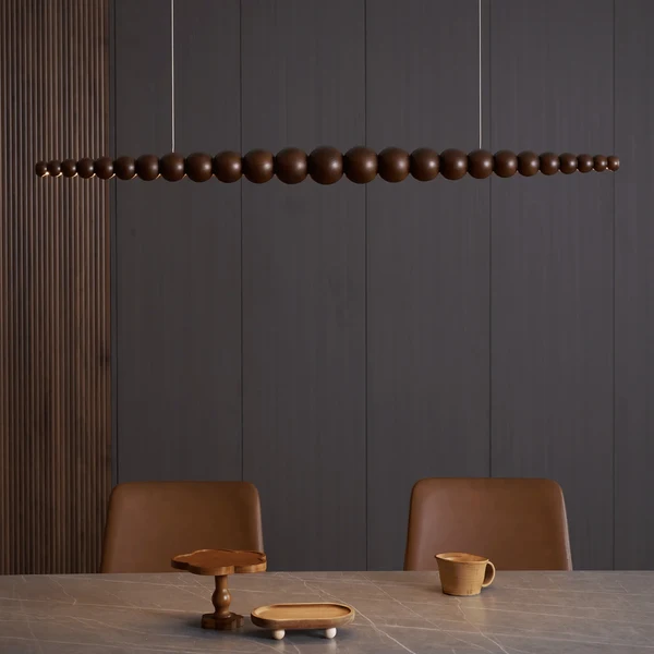 Treslys Donker Houten Dimbaar Lineair Hanglamp