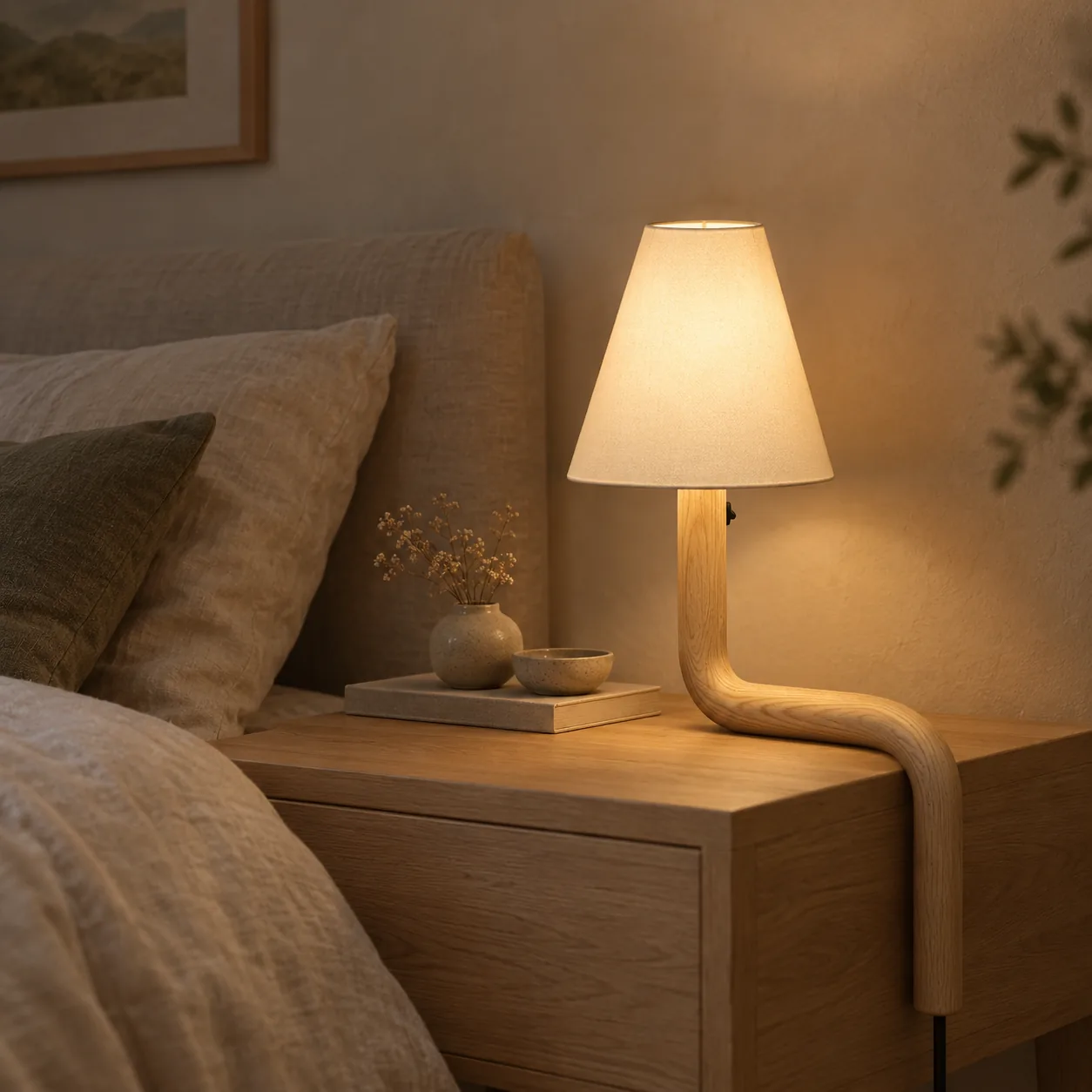 Varma Noordse Ambachtelijke Houten Tafellamp Warme LED