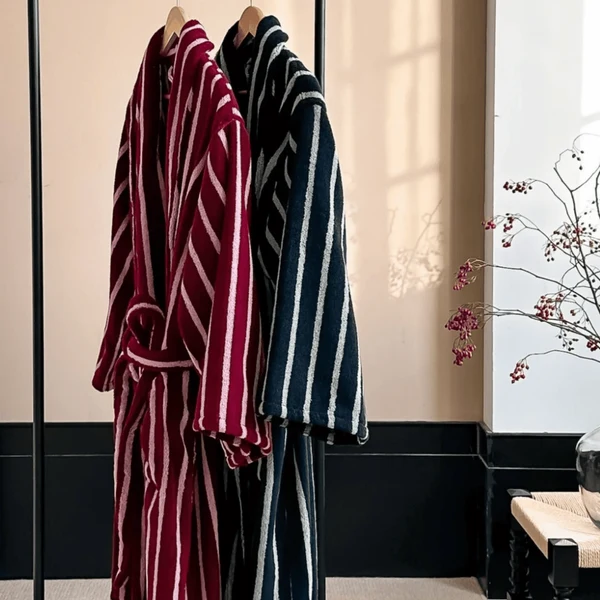 Dvelge Organic Cotton Stripe Jacquard Bathrobe