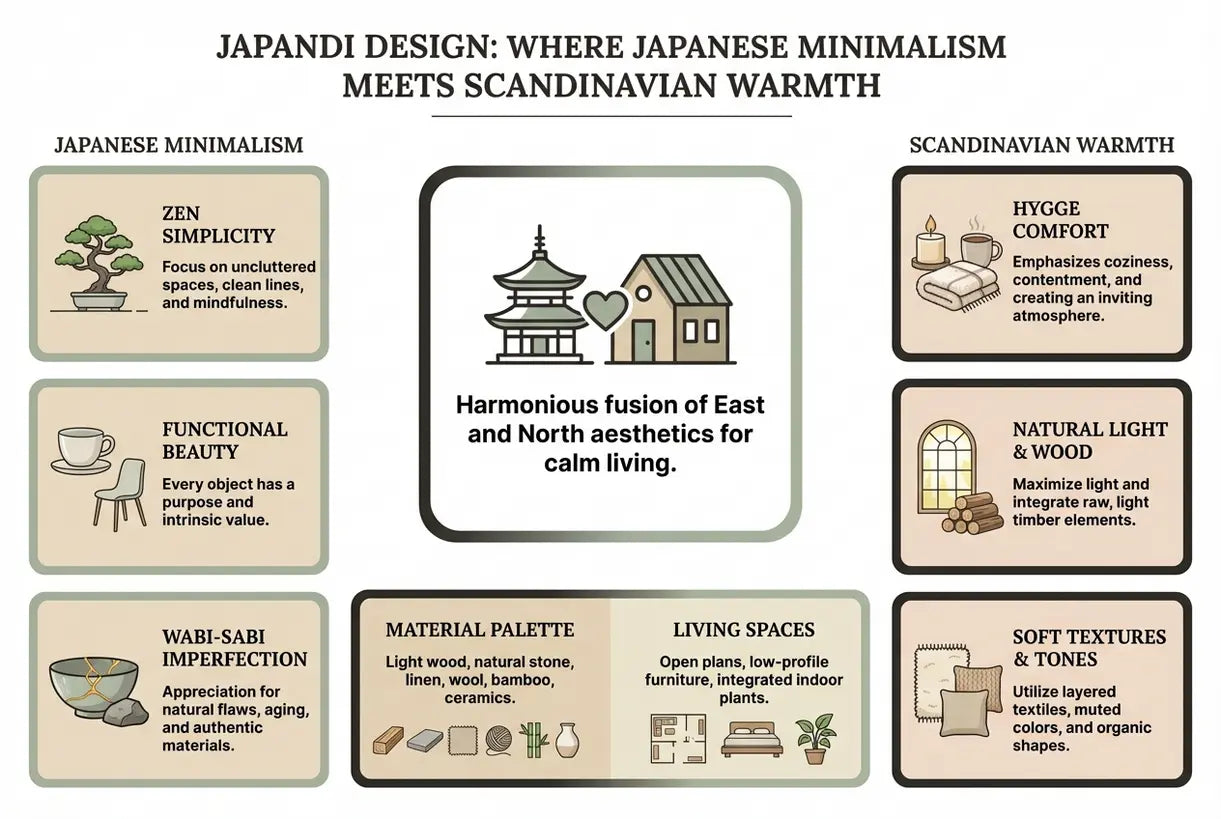 Japandi Design: Where Japanese Minimalism Meets Scandinavian Warmth - infographic