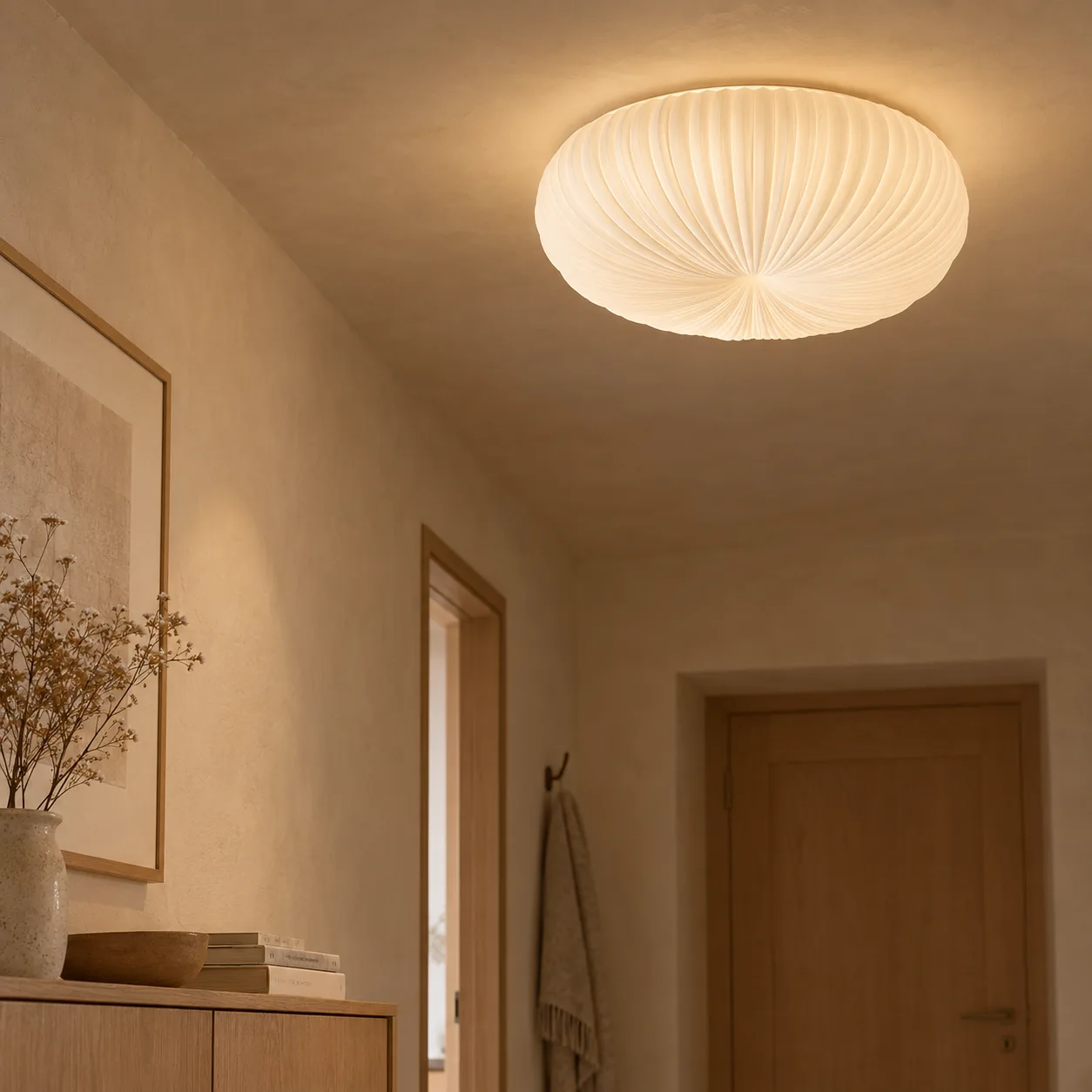 Kupa Cream Sculptural Flush Mount Ceiling Light, styled in a Scandinavian interior