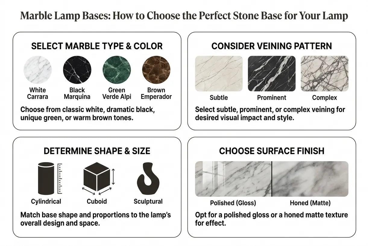Marmeren Lampvoeten: Hoe kies je de perfecte stenen voet voor je lamp - infographic