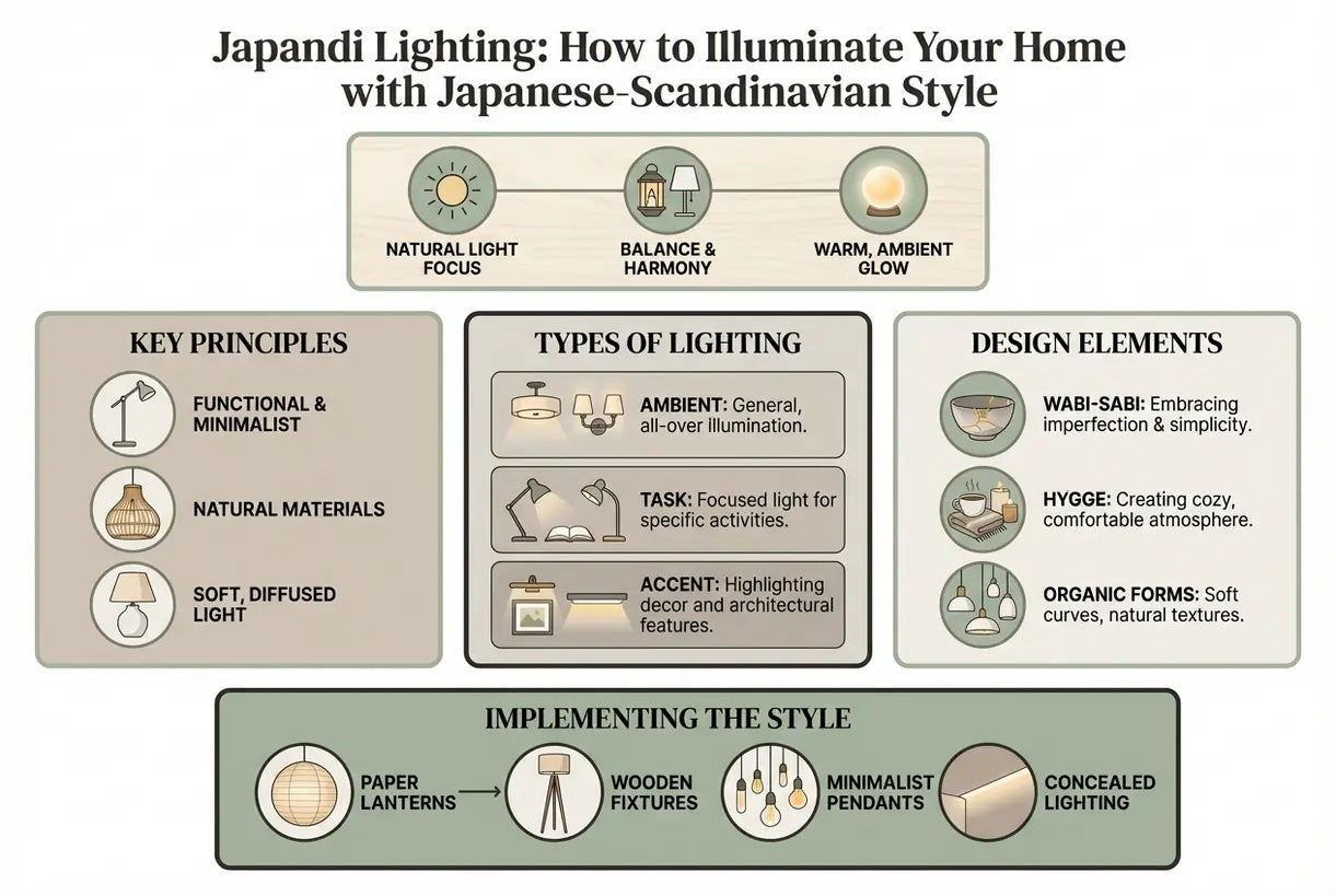 Japandi-verlichting: zo verlicht je je huis in Japans-Scandinavische stijl - infographic
