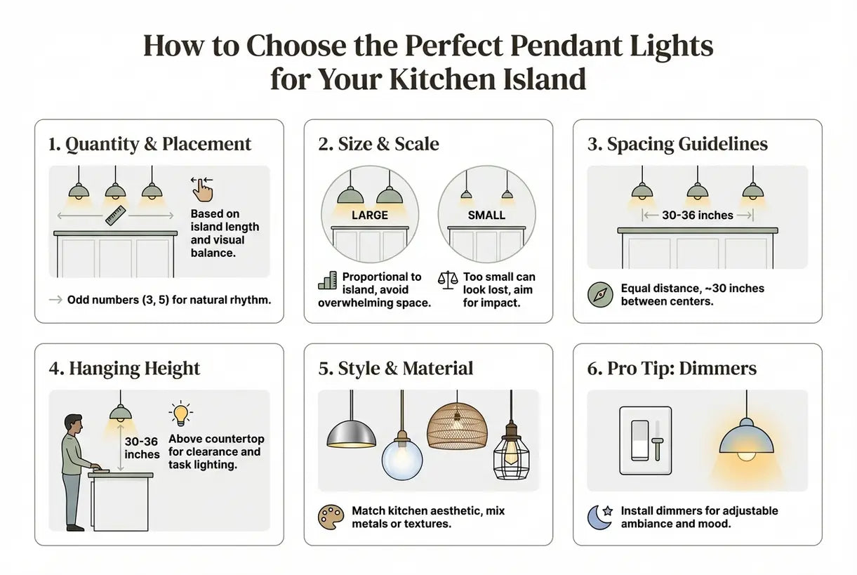 Hoe de perfecte hanglampen voor uw keukeninstallatie te kiezen - infographic
