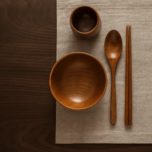Vedra Solid Jujube Wood Japanese Dining Set 5pc