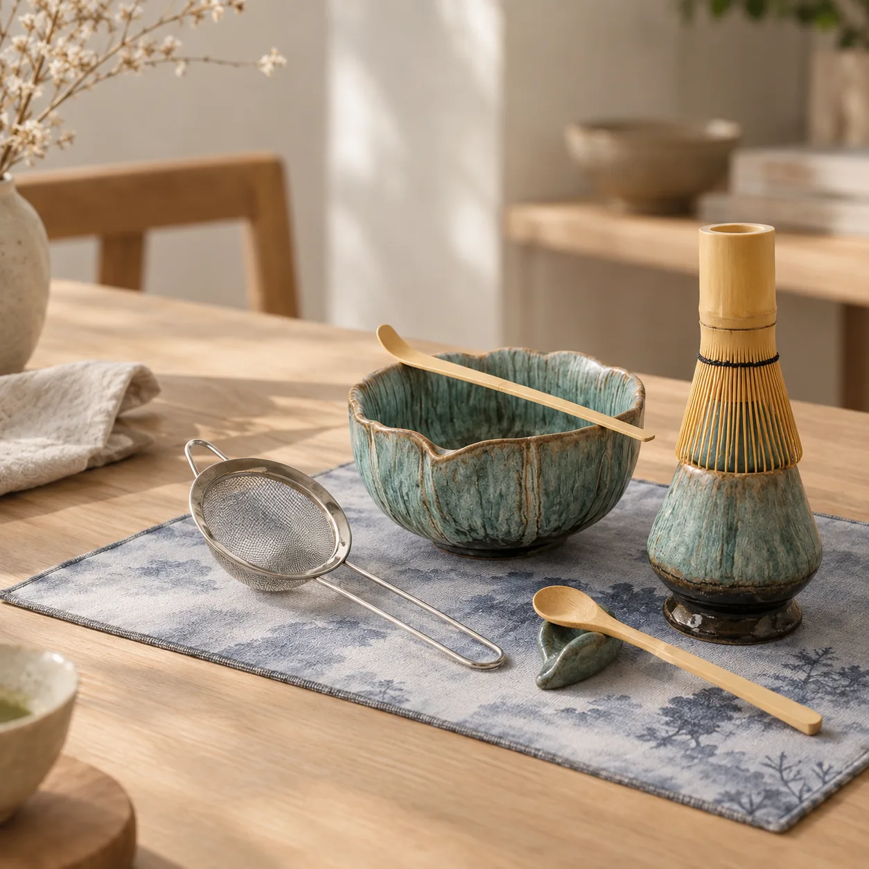 Blomva handgefertigtes Kiln-Glazed Matcha-Zeremonie-Set