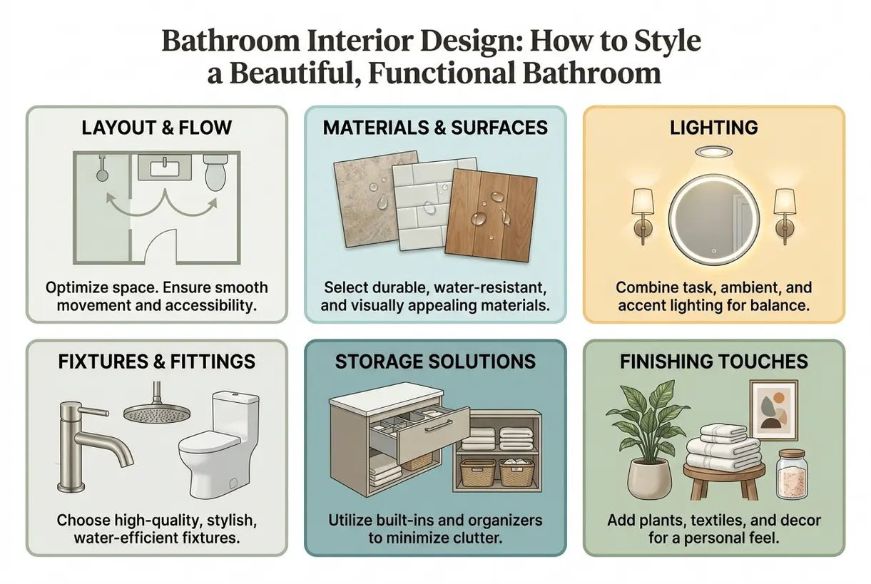 Bathroom Interior Design: How to Style a Beautiful, Functional Bathroom - infographic