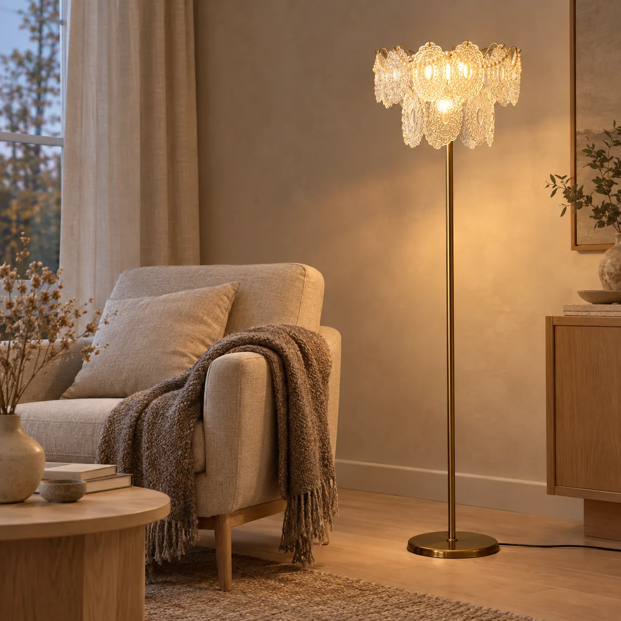 Iseld Scandinavische LED Kristallen Vloerlamp voor Woonkamer