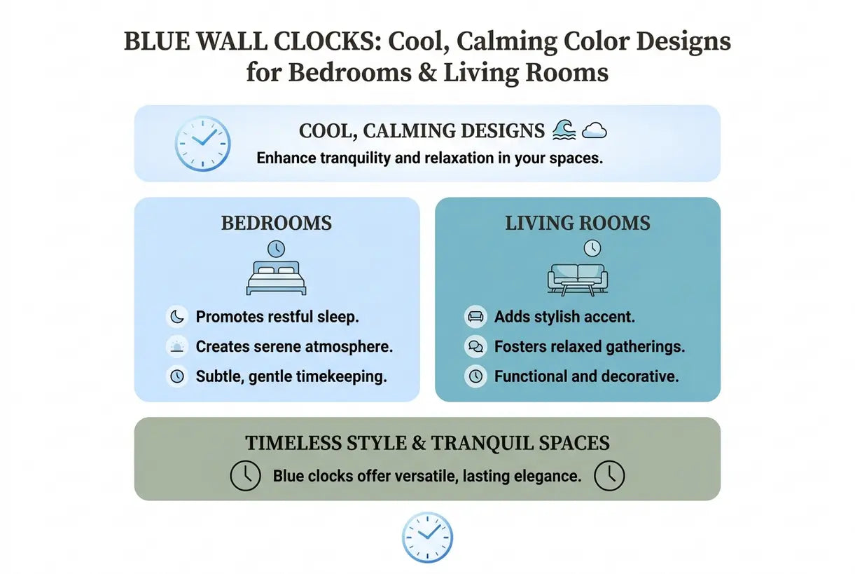 Blaue Wanduhren: Coole, beruhigende Farndesigns für Schlafzimmer & Wohnzimmer - Infografik
