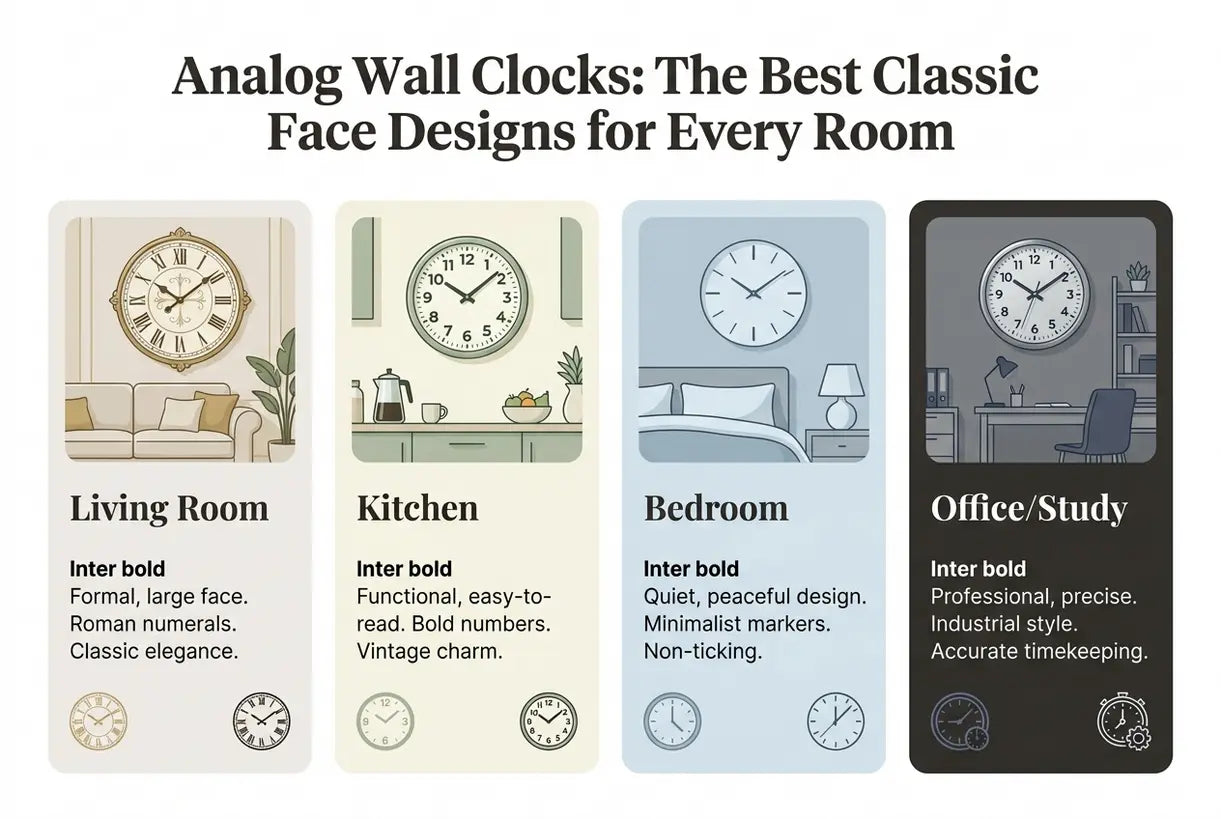 Analoge Wanduhren: Die besten klassischen Zifferblatt-Designs für jeden Raum - Infografik