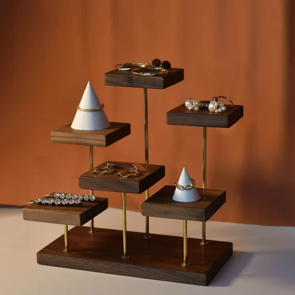 Vilma Black Walnut Stepped Jewelry Display Stand