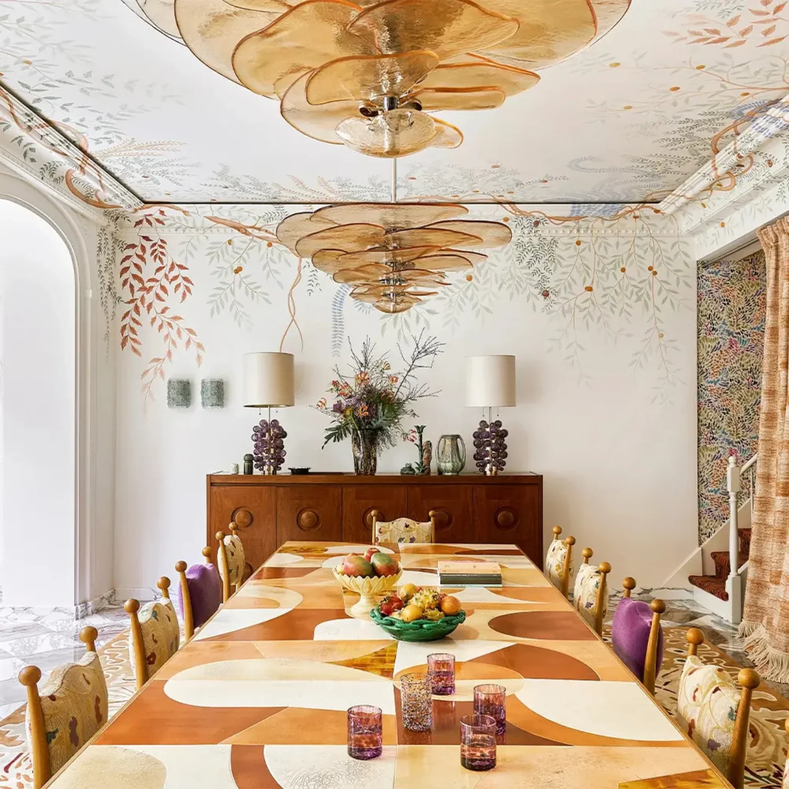 Amber Stained Glass Chandelier — Warm Nordic Glow, Ceiling Light Fixtures, Ravglo Handcrafted