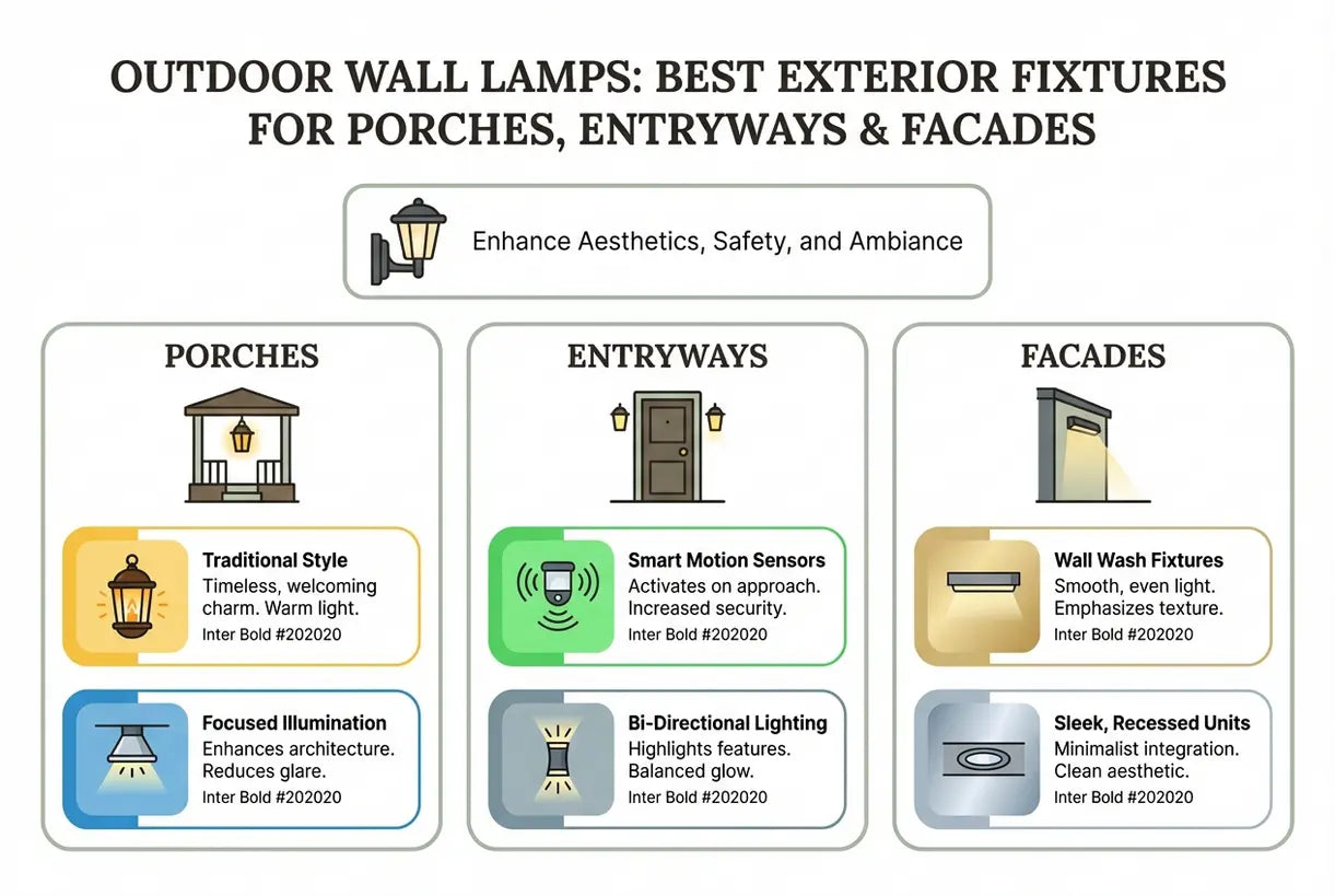 Buitenwandlampen: Beste buitenarmaturen voor veranda's, entrees & gevels - infographic
