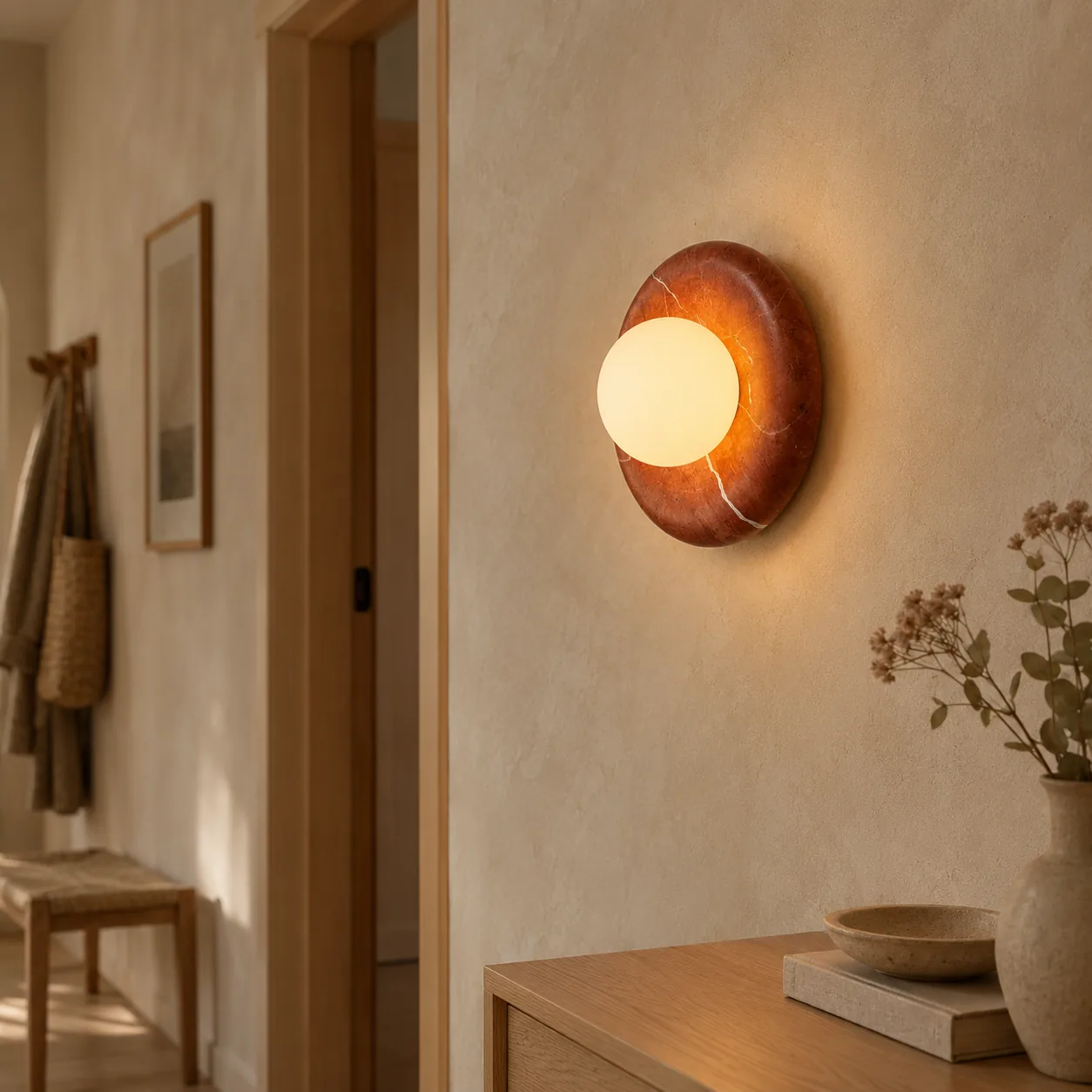 Marvei Rotmarmor Wandleuchte Modernes Luxuslicht