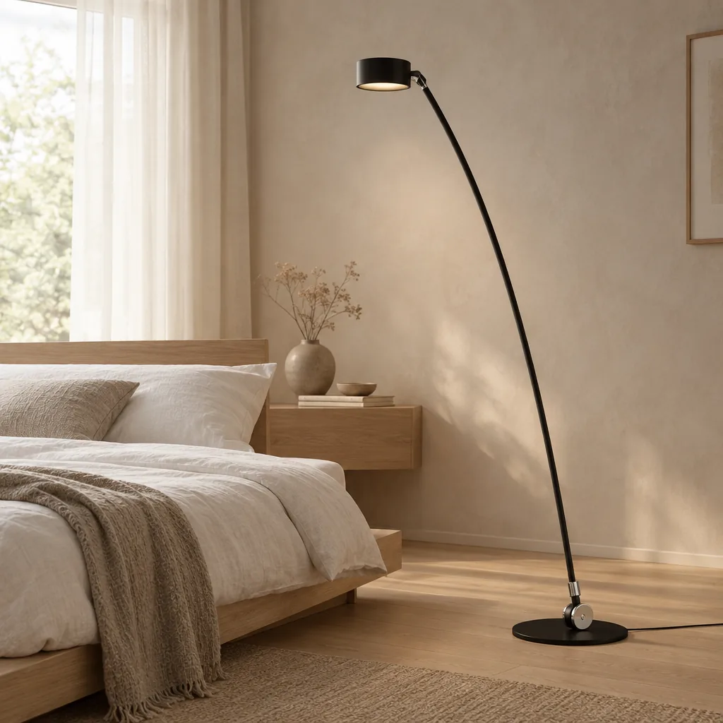 Bøyve Minimalistische boogvormige LED-vloerlamp mat zwart