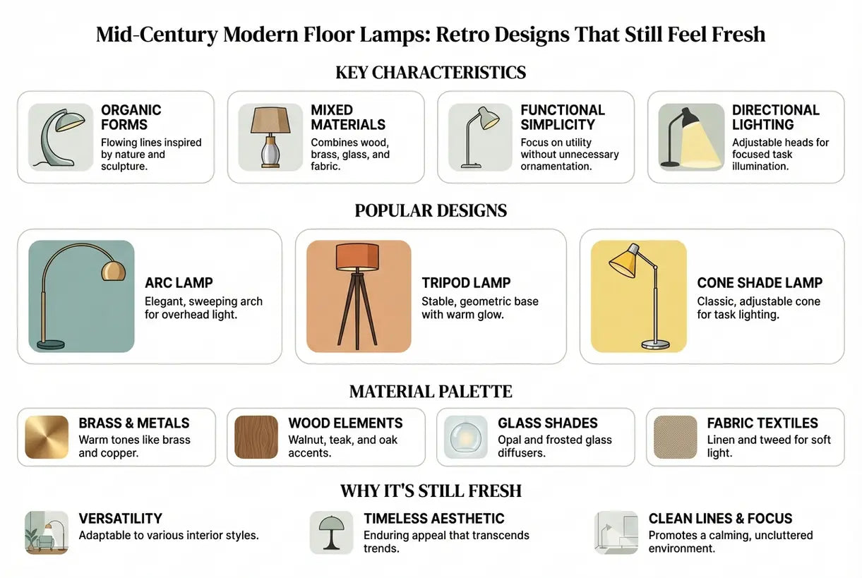 Mid-Century Moderne Vloerlampen: Retro Ontwerpen Die Nog Steeds Fris Aanvoelen - infographic
