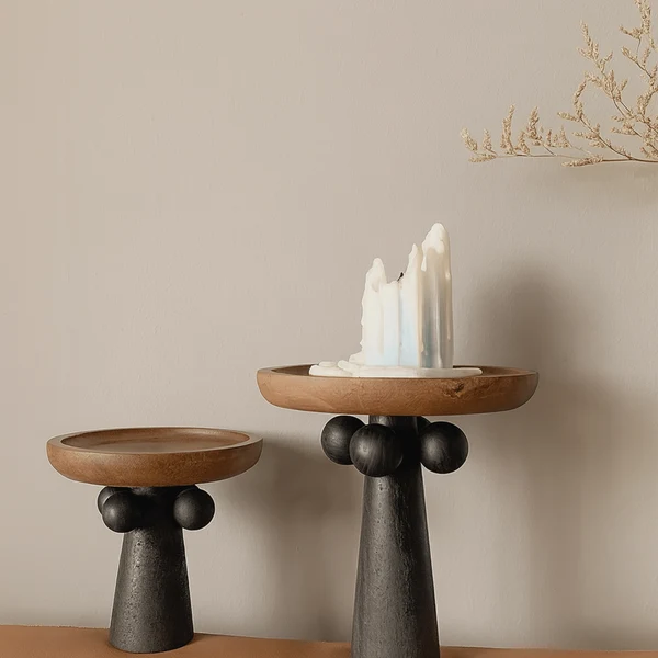 Dreva Sculpturale Houten Voetstuk Display Dienblad