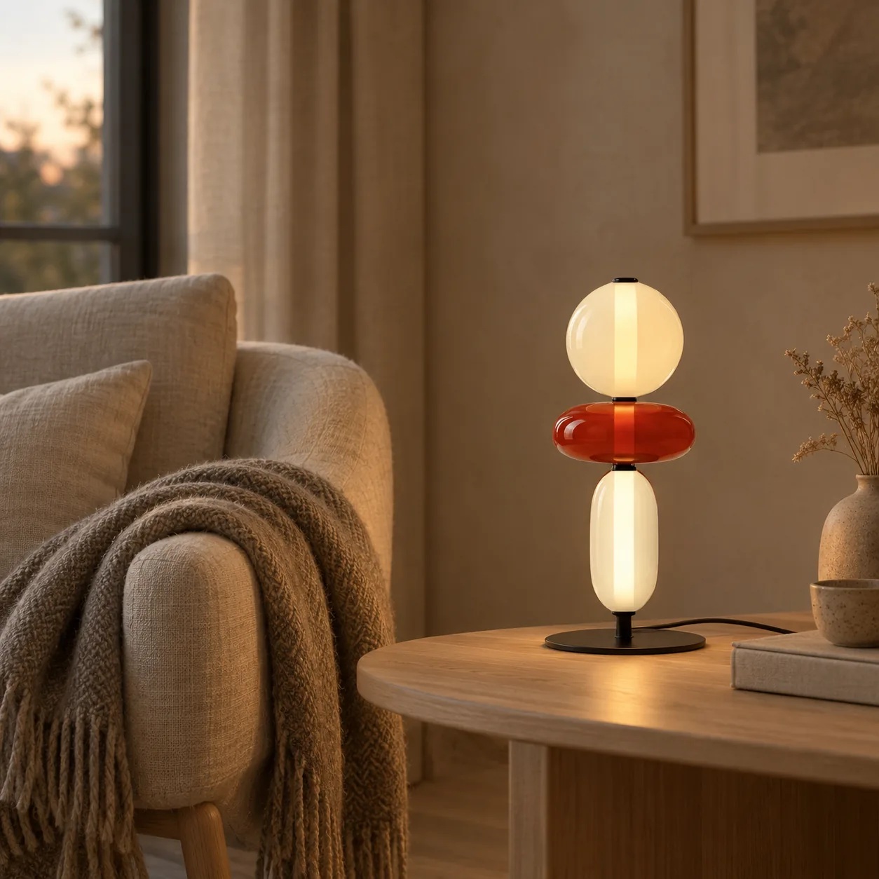 Glødra Glas-in-lood LED Tafellamp met Meerdere Lichtbronnen