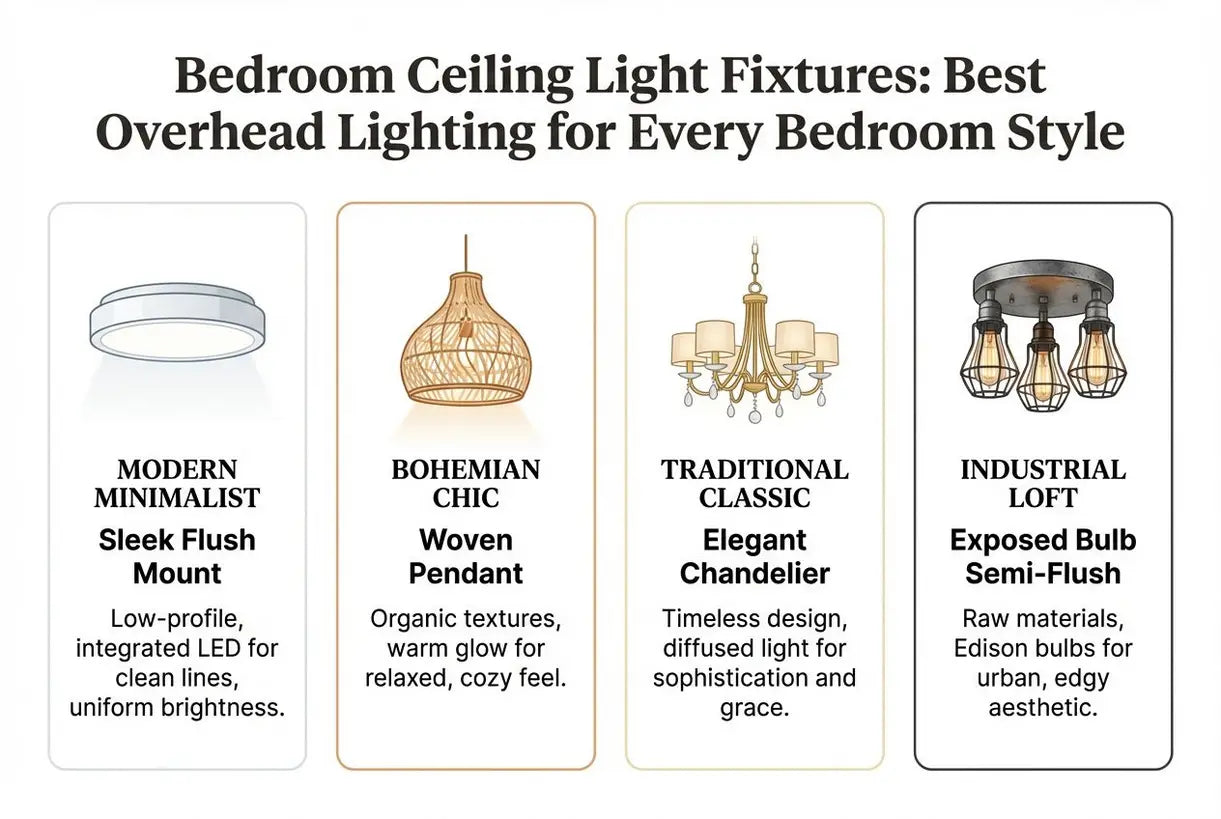 Slaapkamer Plafondlampen: De Beste Bovenverlichting voor Elke Slaapkamerstijl - infographic