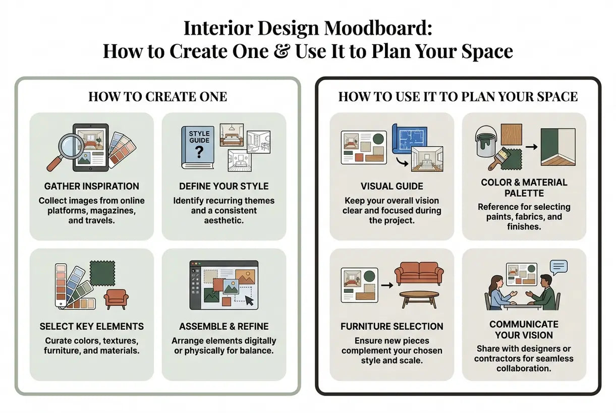 Interior Design Moodboard: How to Create One & Use It to Plan Your Space - infographic