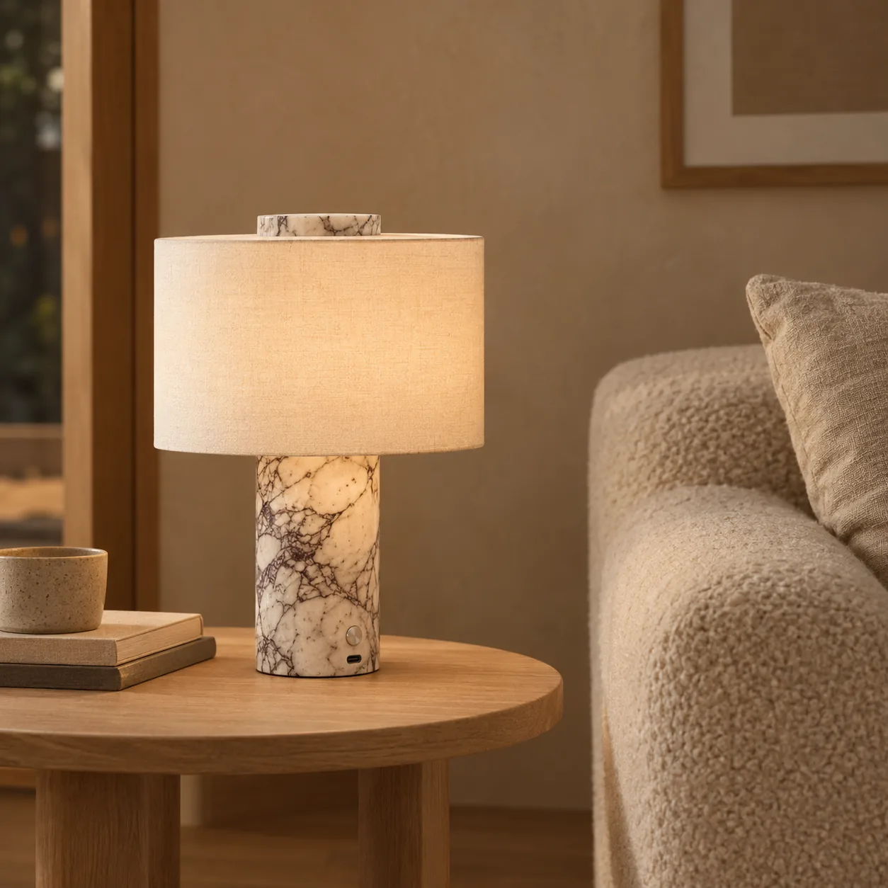 Marvei Art Deco Marmeren Tafellamp met Touchbediening