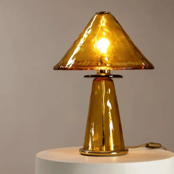 Solglod Amber Glazen Retro Tafellamp voor Thuis