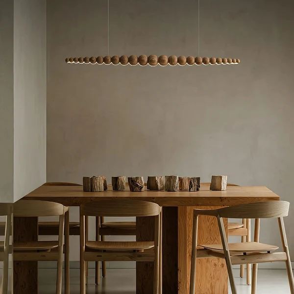 Strale Lineaire Houten Kraal Dimbaar Hanglamp