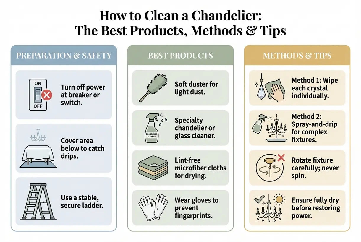How to Clean a Chandelier: The Best Products, Methods & Tips - infographic