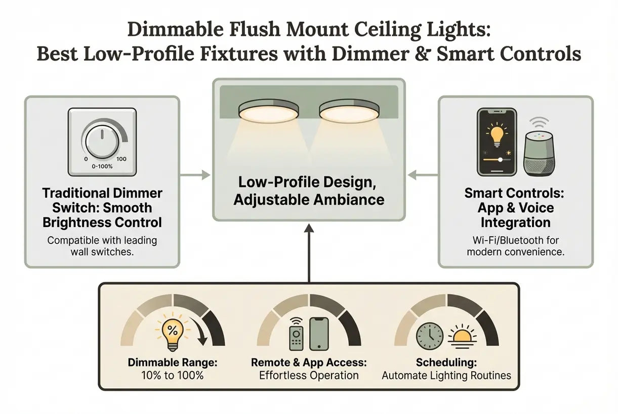 Dimbare Opbouw Plafondlampen: Beste Laagprofiel Armaturen met Dimmer & Slimme Bediening - infographic