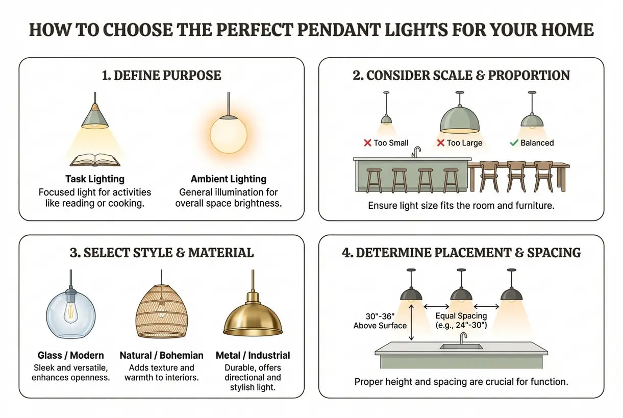 How to Choose the Perfect Pendant Lights for Your Home - infographic