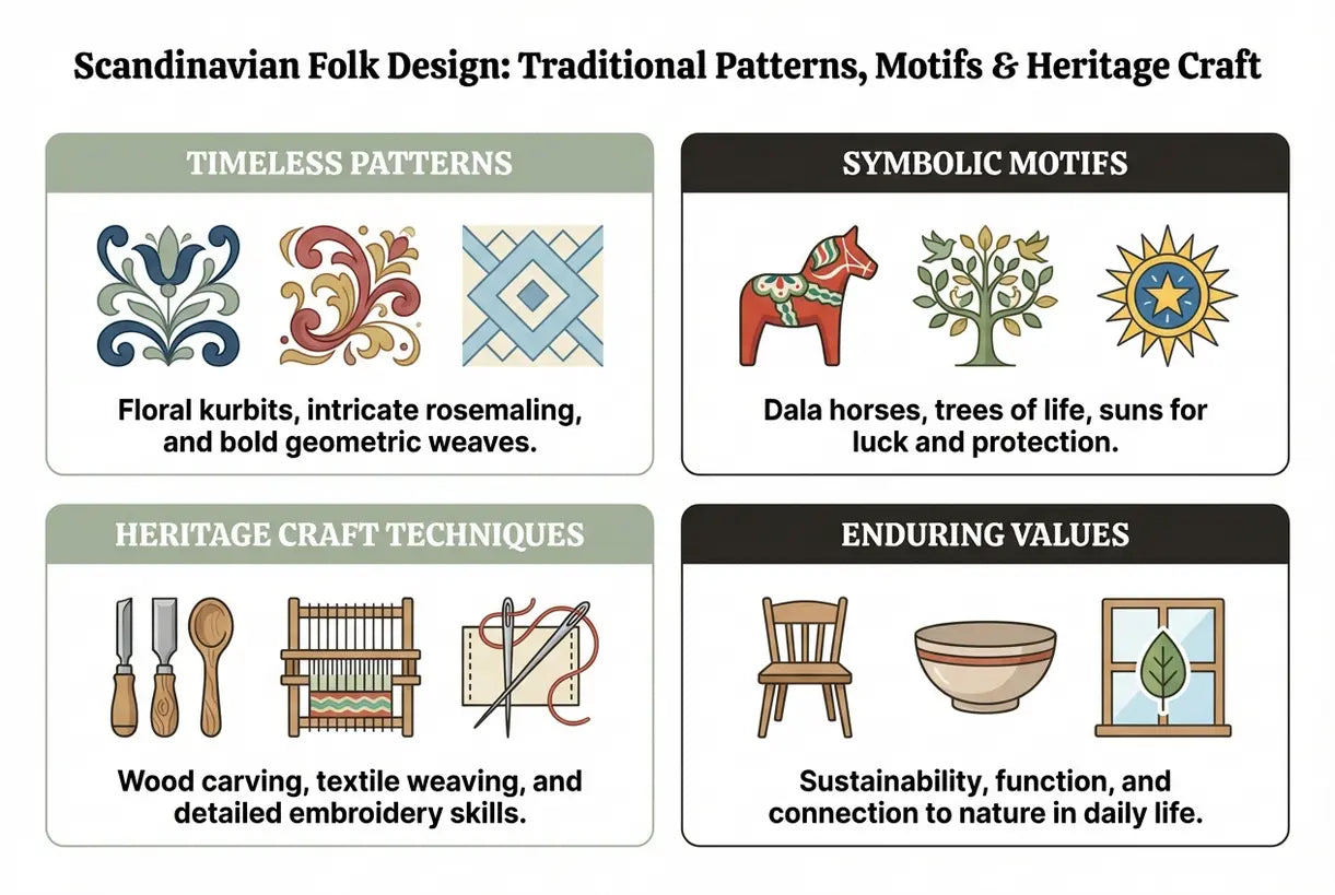 Scandinavian Folk Design: Traditional Patterns, Motifs & Heritage Craft - infographic
