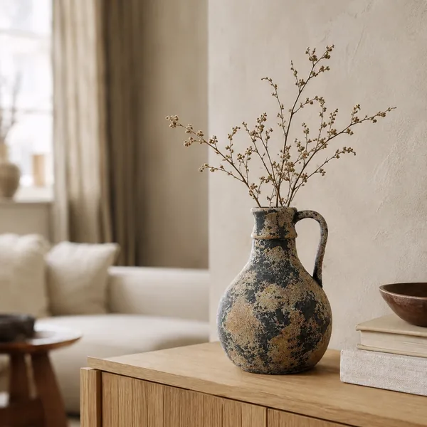 Leira Scandinavische Aardewerken Vaas voor Droogbloemen