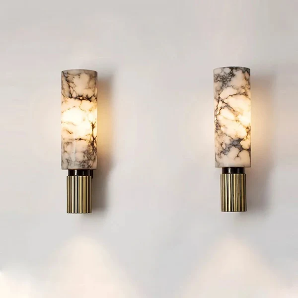 Steinglo Natuurmarmeren Wandlamp Koperaccent