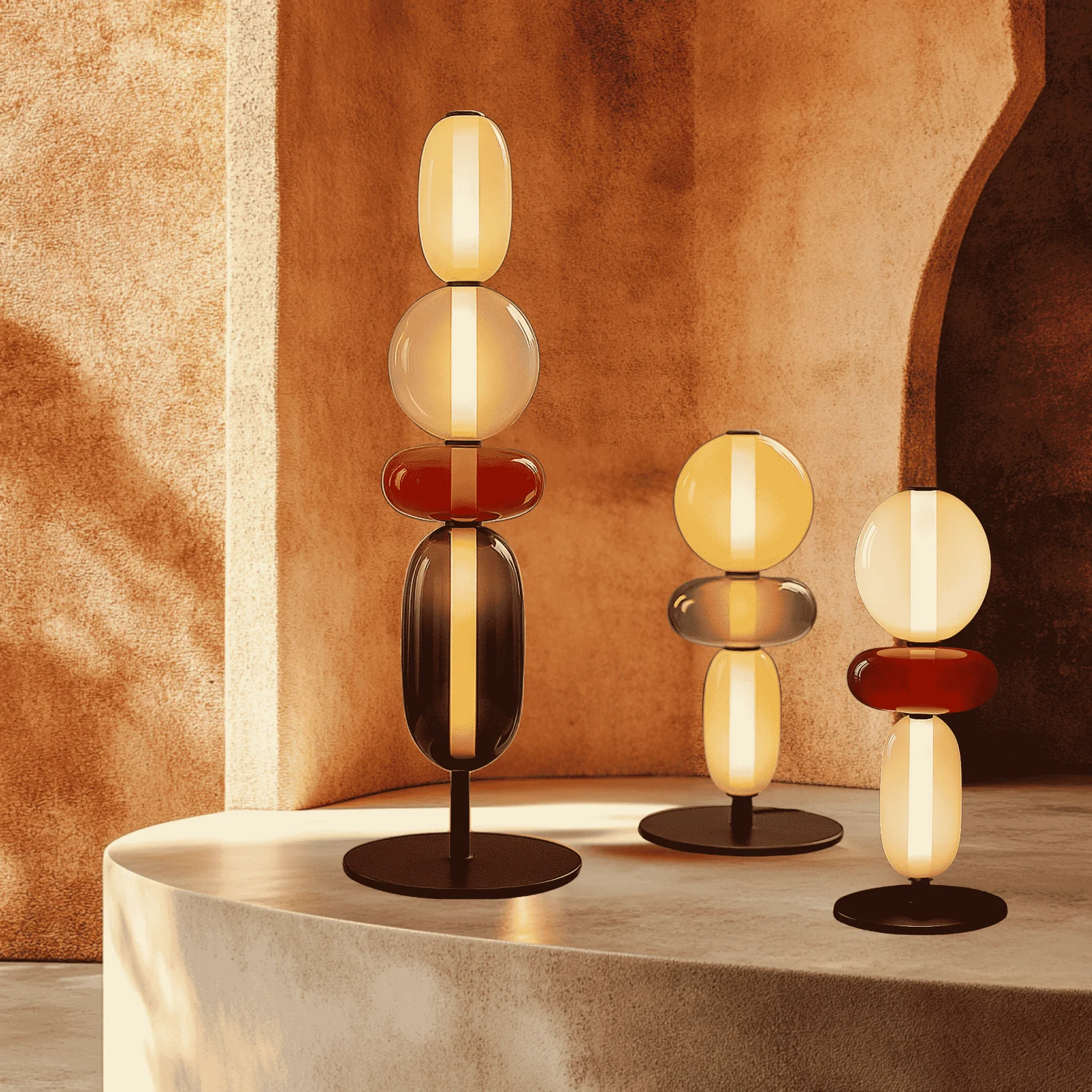 Glødra Multi-Head Stained Glass LED Lamp for Home, Floor Lamps, Table